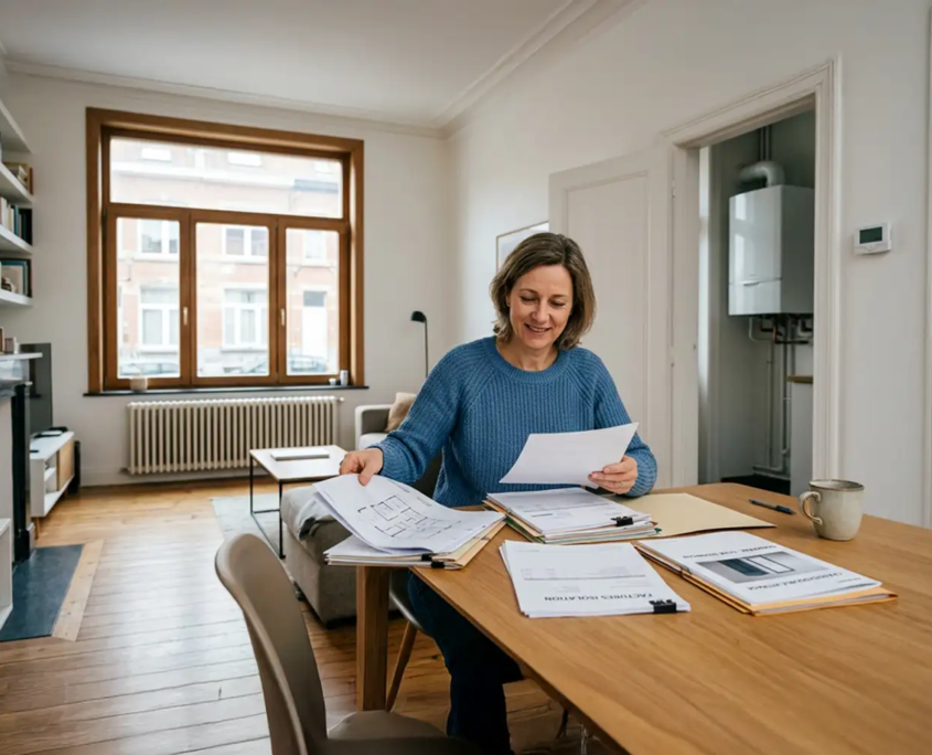 preparer-visite-certificat-peb-bruxelles Propriétaire préparant son logement avant la visite d'un certificateur PEB à Bruxelles
