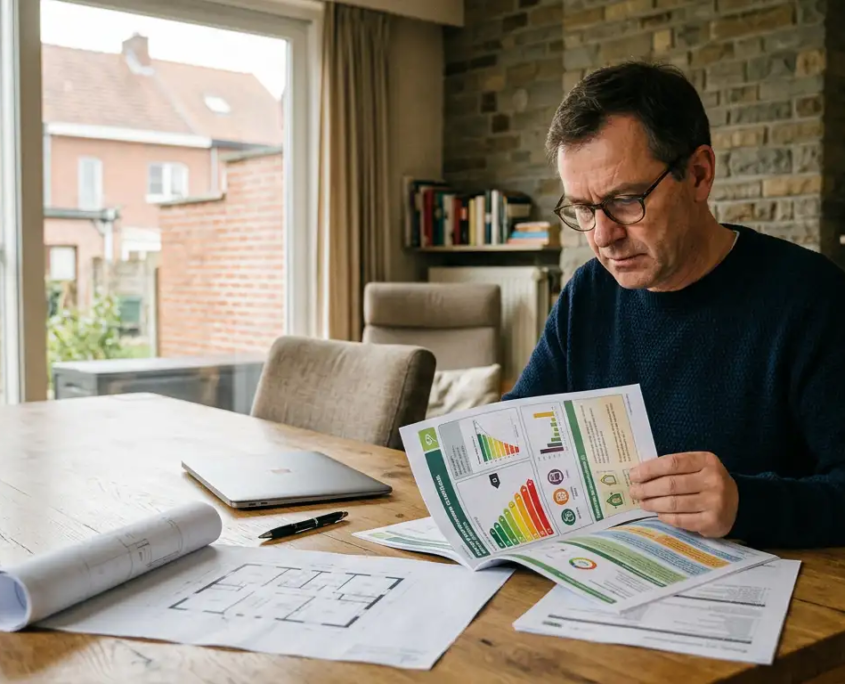 comprendre-certificat-peb-wallonie Propriétaire consultant les informations de son certificat PEB en Wallonie