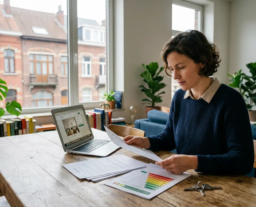 Propriétaire préparant la mise en location d'un appartement avec certificat PEB à Bruxelles